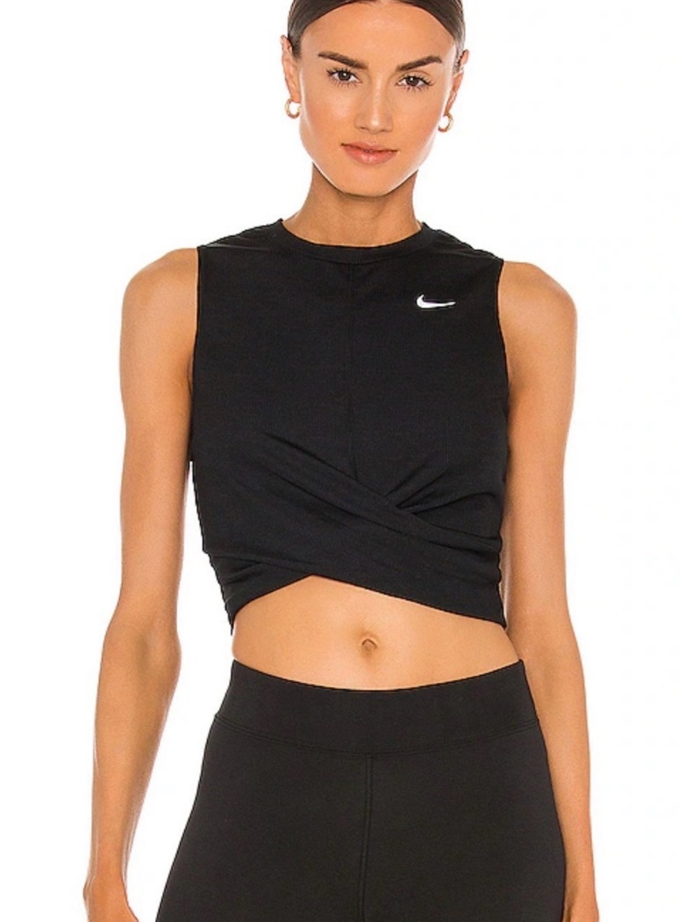 Nike Black Cropped Twist Tank Top